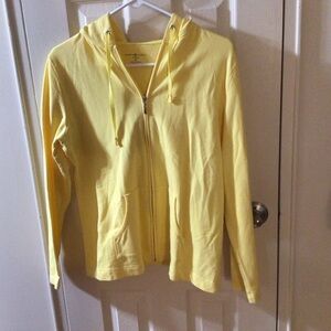 Karen Scott Sport Yellow Full Zip Sweatshirt Hoodie Size M